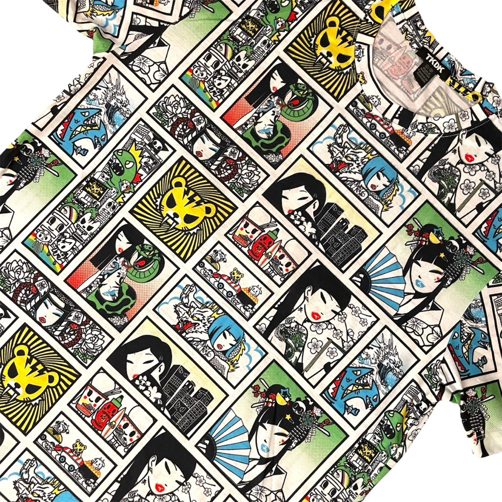 Tokidoki Comic Strip Retro Tattoo Girl Kaiju Tiger T-Shirt Men’s Large Tee NWT